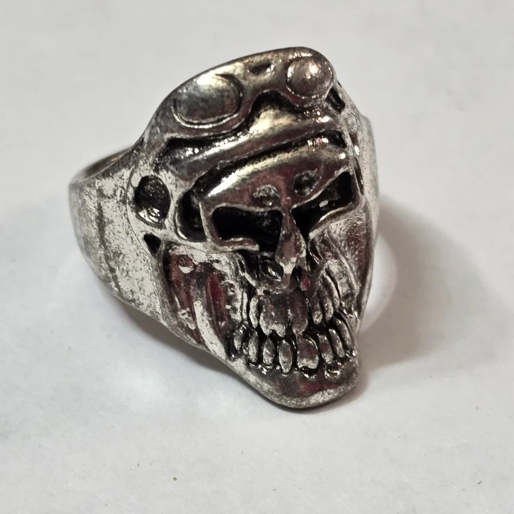 New Vintage Silver Tone Skull Ring Men Women Size 11 Goth Biker Punk Heavy Metal